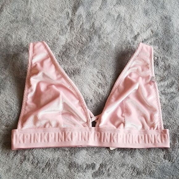 NWT PINK Victoria's Secret Ribbed Velvet Plunge Bralette in Pink - Picture 2 of 5